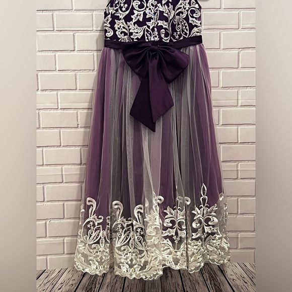 Flower Girl Lace Dress for Kids Wedding Bridesmaid/purple size 7/8 - Picture 7 of 12